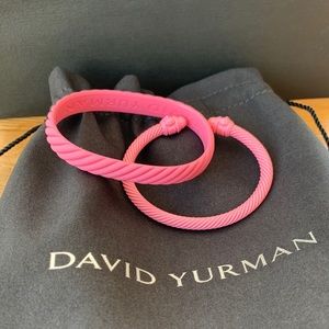 David Yurman Renaissance Bracelet in Pink Aluminum & Cable Pink Rubber Bracelet